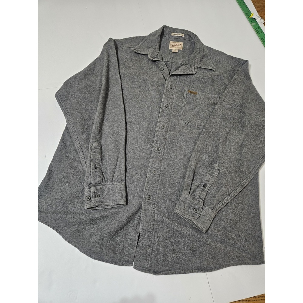 Woolrich Men's Sportsman Grey Chamois Long Sleeve Cotton Button Up Shirt 2XL